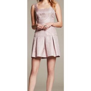 NWOT BANANA REPUBLIC Pink BR Monogram Metallic Sheen Pleated Mini Dress 4